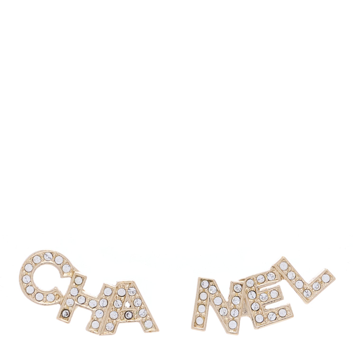 Chanel Crystal Pearl Signature Stud Earrings Gold 1 of 4