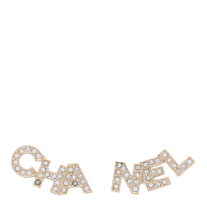 Chanel Crystal Pearl Signature Stud Earrings Gold 1 of 4