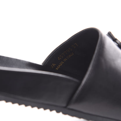 Saint Laurent Lambskin Joan Slide Sandals 37 Black 7 of 8