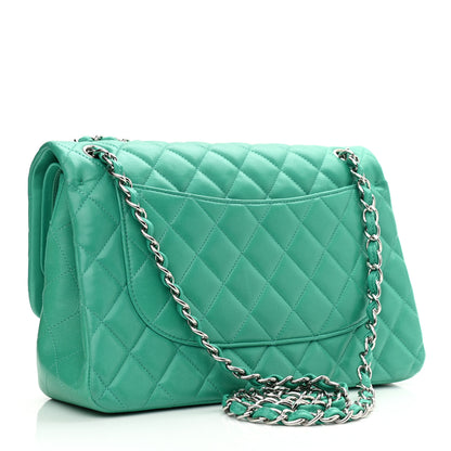 Chanel Lambskin Quilted Jumbo Double Flap Green 2 of 15