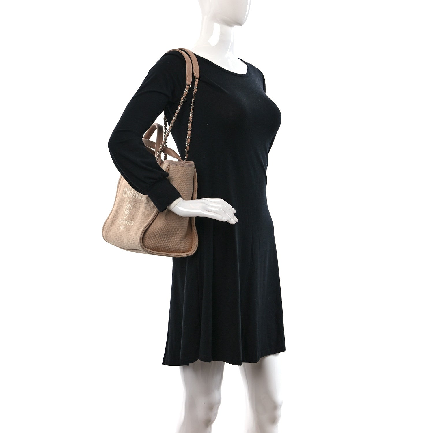 Chanel Mixed Fibers Small Deauville Tote Beige 2 of 10