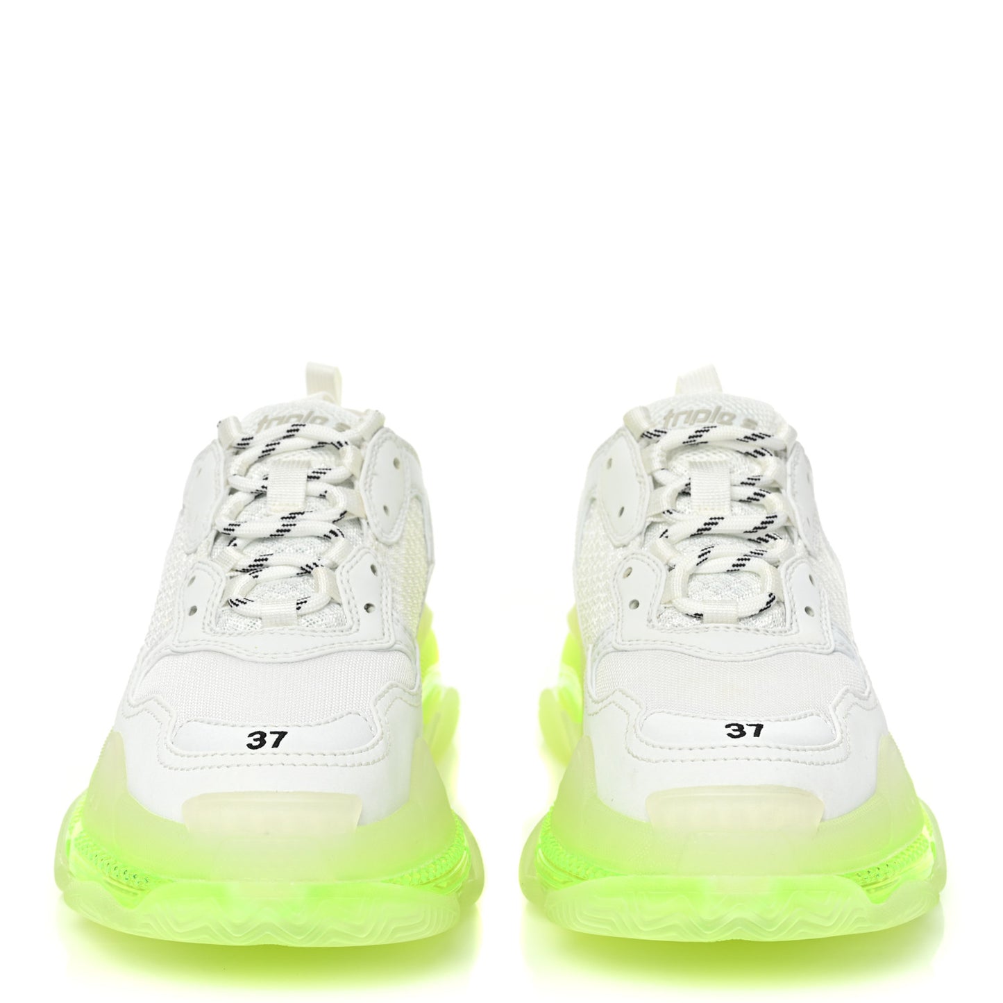 Fabric Mesh Clear Sole Fluo Womens Triple S Sneakers 37 White Fluo Yellow