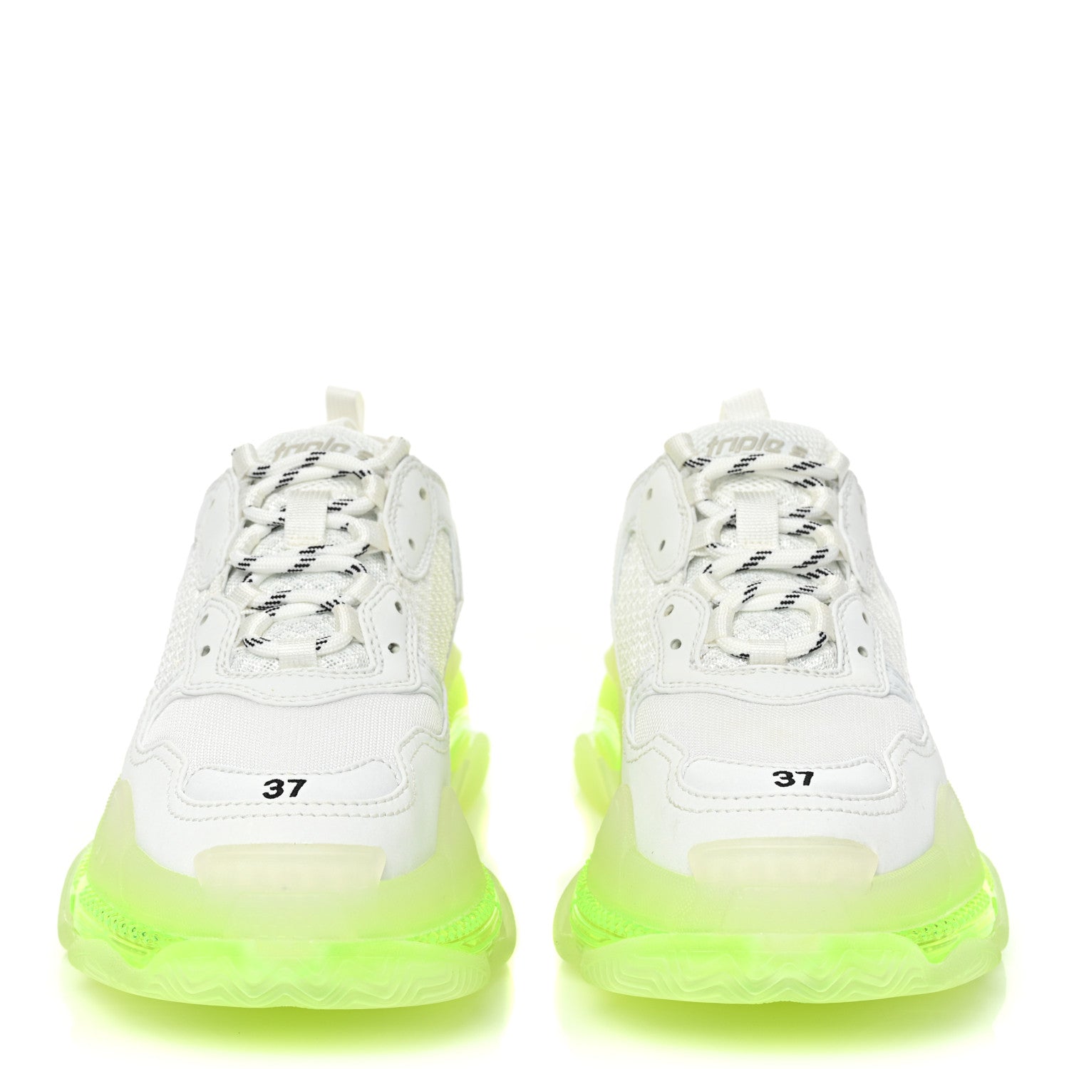 Balenciaga Fabric Mesh Clear Sole Fluo Womens Triple S Sneakers 37 White Fluo Yellow 2 of 7