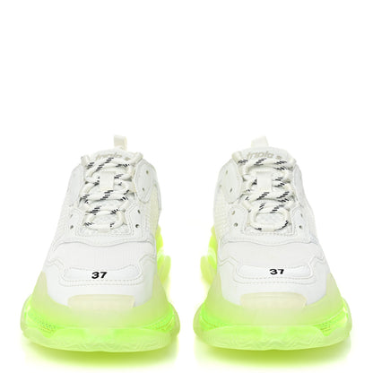 Balenciaga Fabric Mesh Clear Sole Fluo Womens Triple S Sneakers 37 White Fluo Yellow 2 of 7
