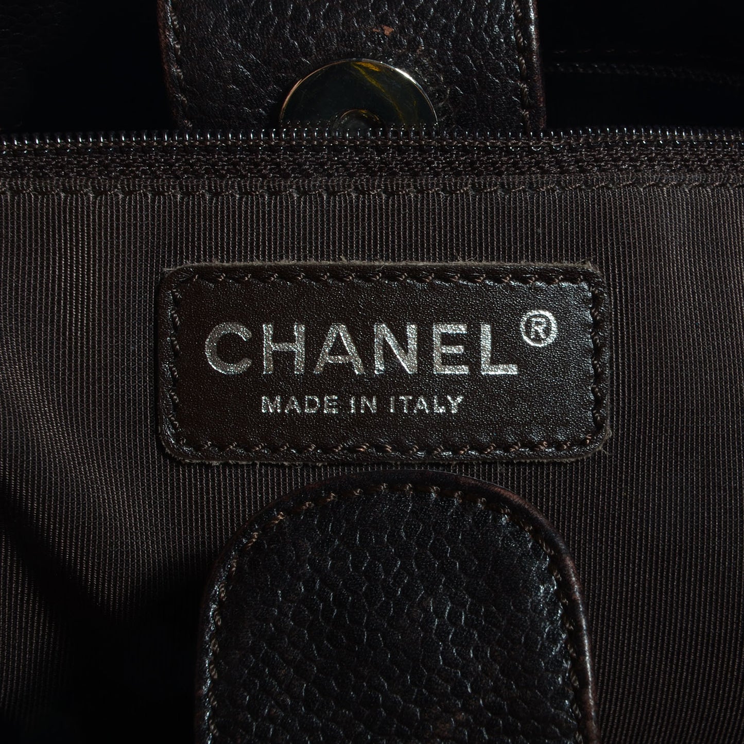 Caviar Petit Shopping Tote PST Dark Brown