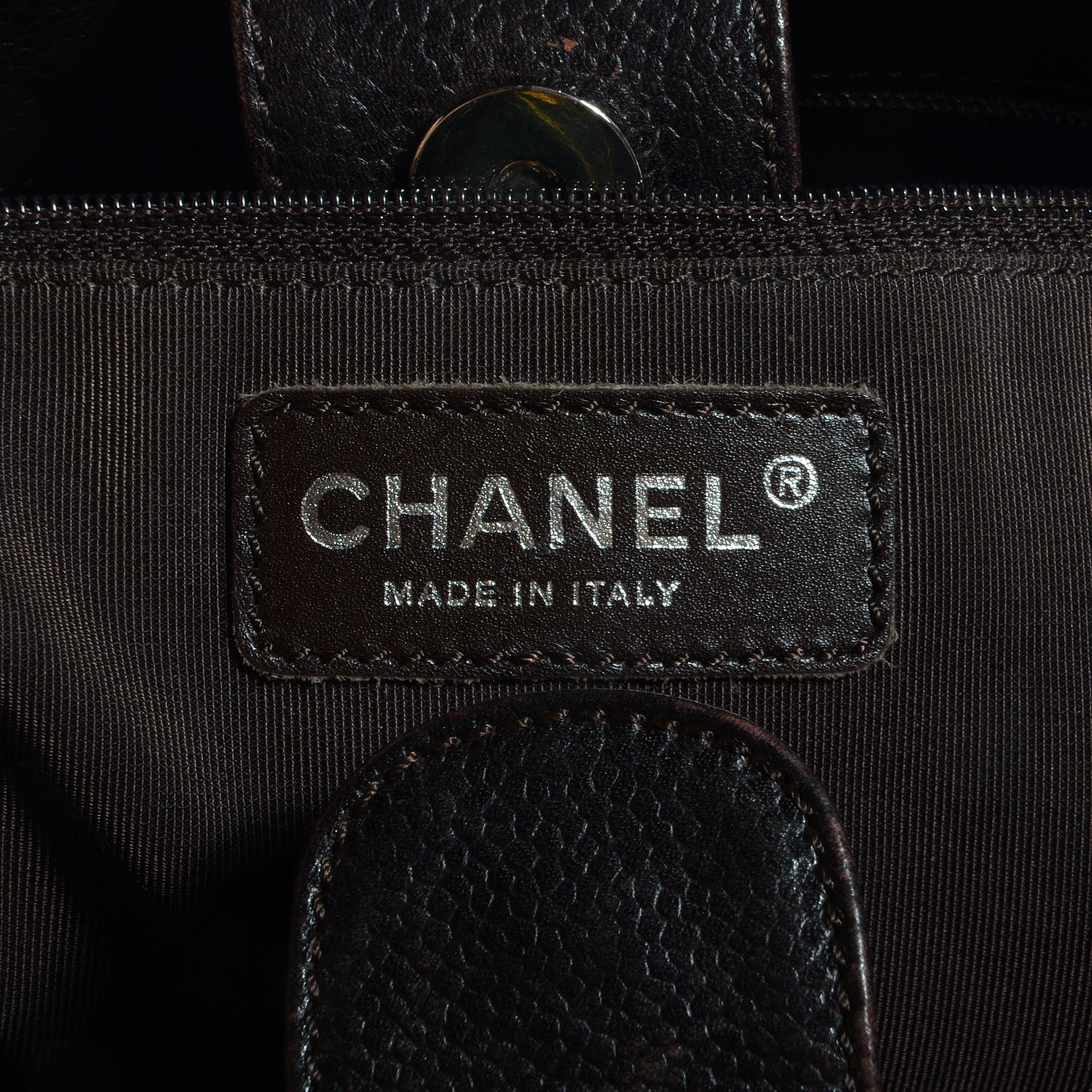 Chanel Caviar Petit Shopping Tote PST Dark Brown 6 of 8