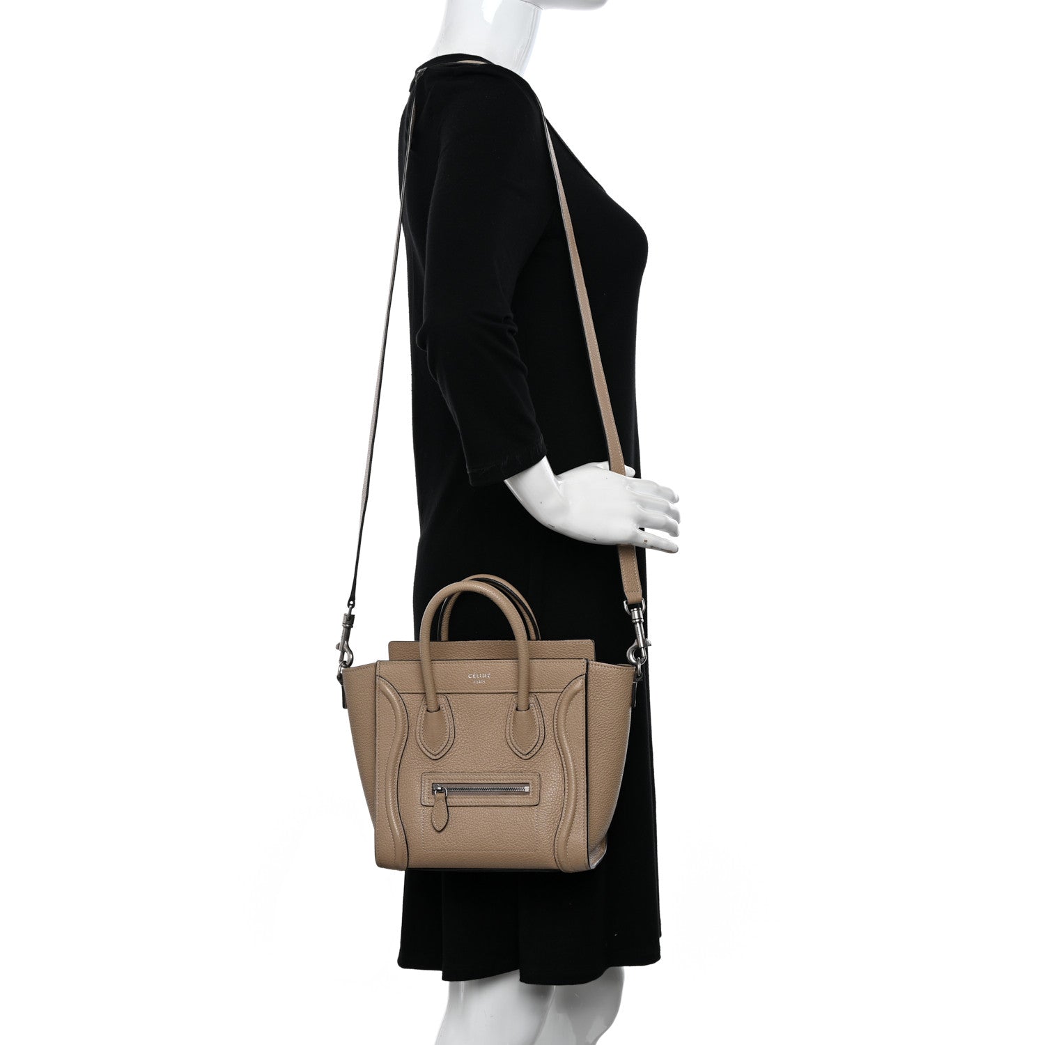 Celine Drummed Calfskin Nano Luggage Dune 2 of 20