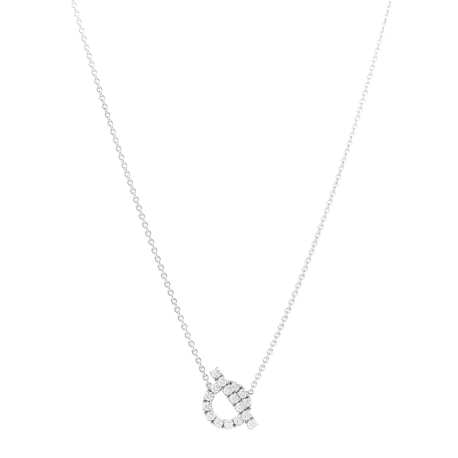 Hermes 18K White Gold Diamond Finesse Pendant Necklace 1 of 5