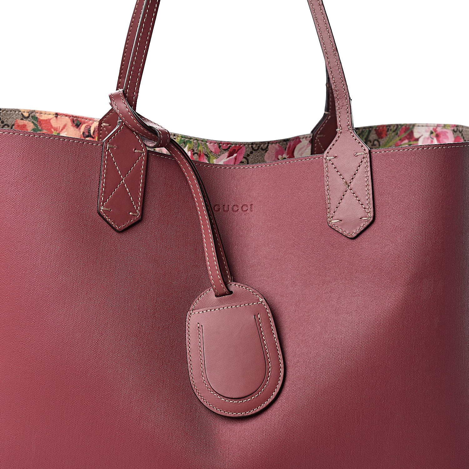 Gucci GG Supreme Monogram Blooms Large Reversible Tote Beige Multicolor Dry Rose 13 of 21