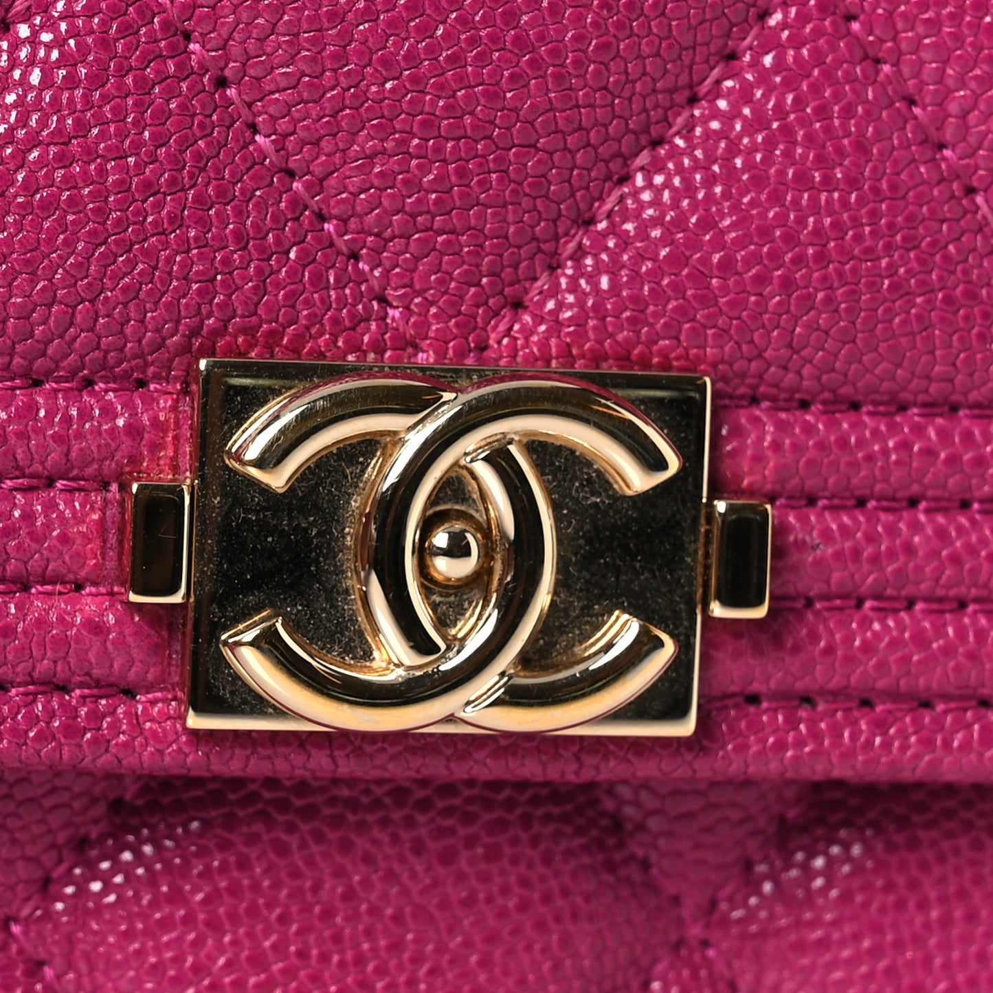 Caviar Quilted Medium Boy Flap Wallet Fuchsia