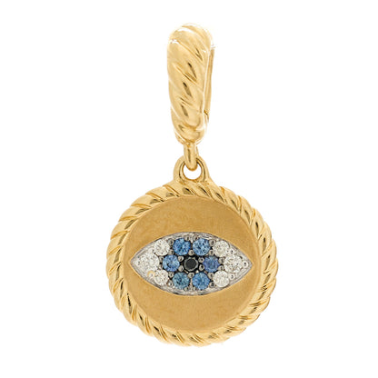 David Yurman 18K Yellow Gold Blue Sapphire Diamond Evil Eye Pendant 1 of 4