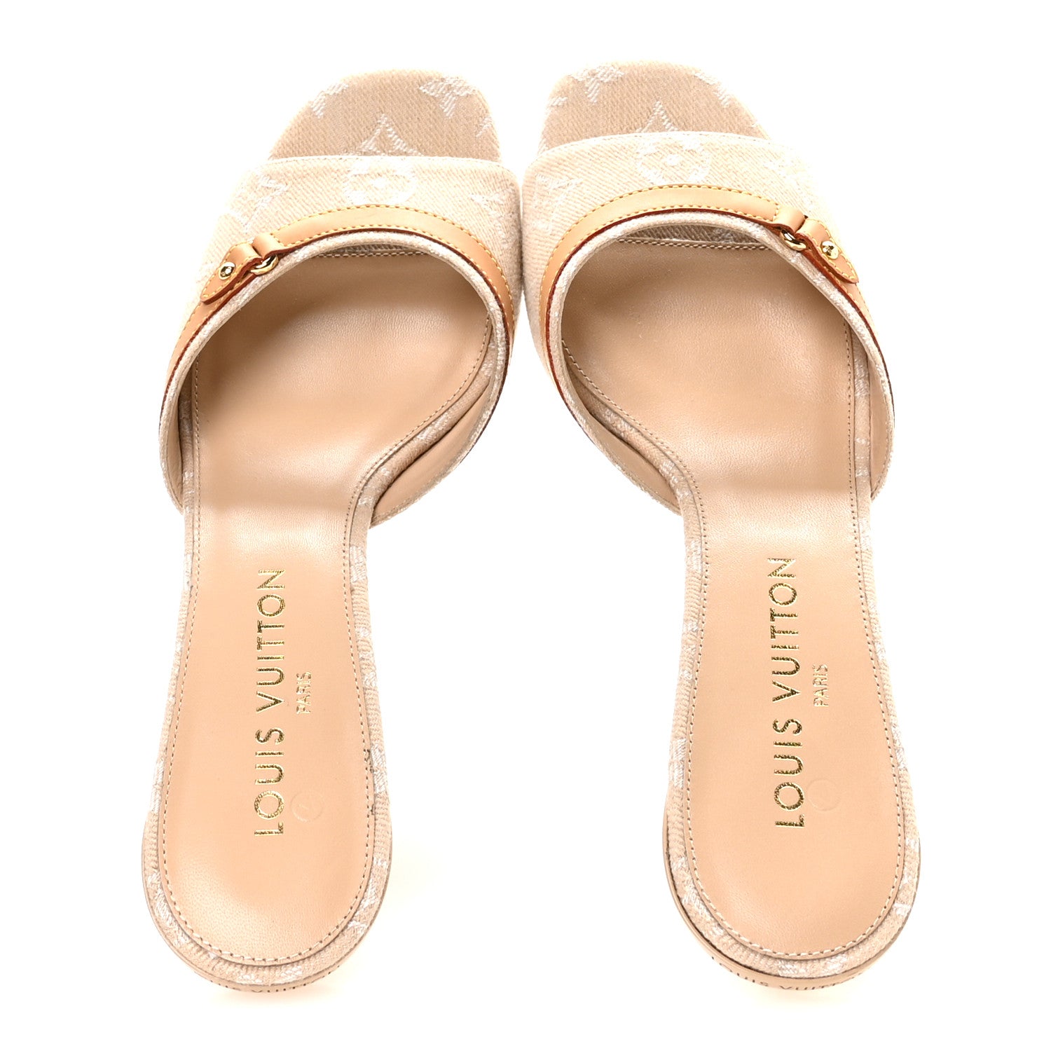 Louis Vuitton Denim Monogram 6AM Icon Mules 40 Sandy Beige 2 of 8