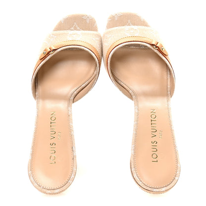 Louis Vuitton Denim Monogram 6AM Icon Mules 40 Sandy Beige 2 of 8