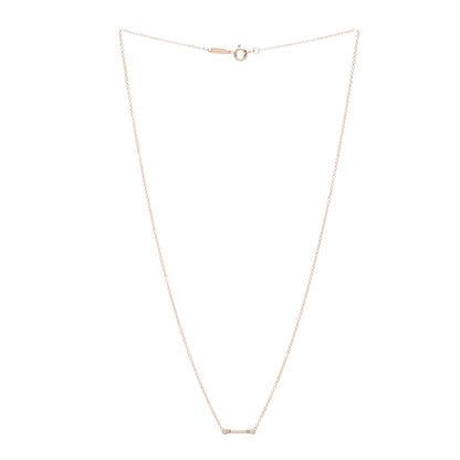 Tiffany 18K Rose Gold Diamond Fleur de Lis Key Bar Pendant Necklace 3 of 4