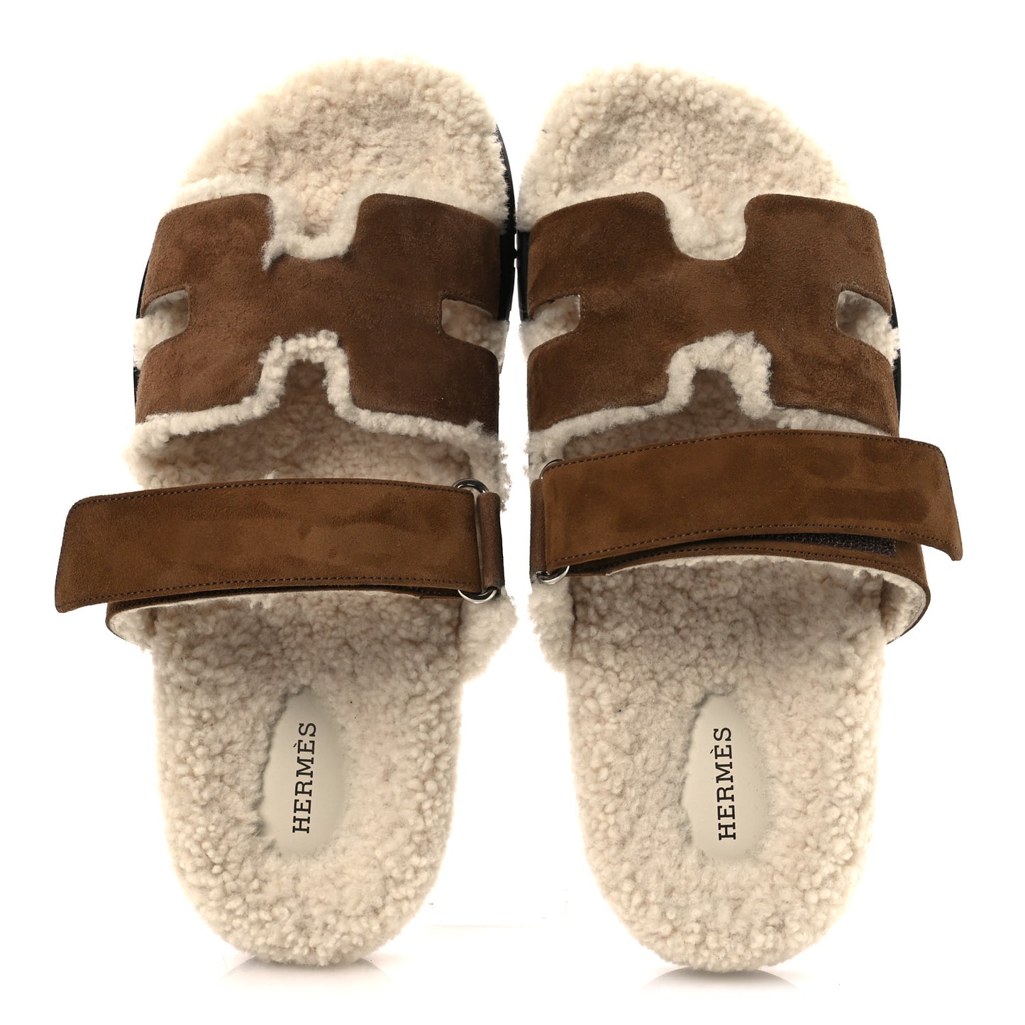 Suede Goatskin Woolskin Mens Chypre Sandals 42 Brun Fume Ecru