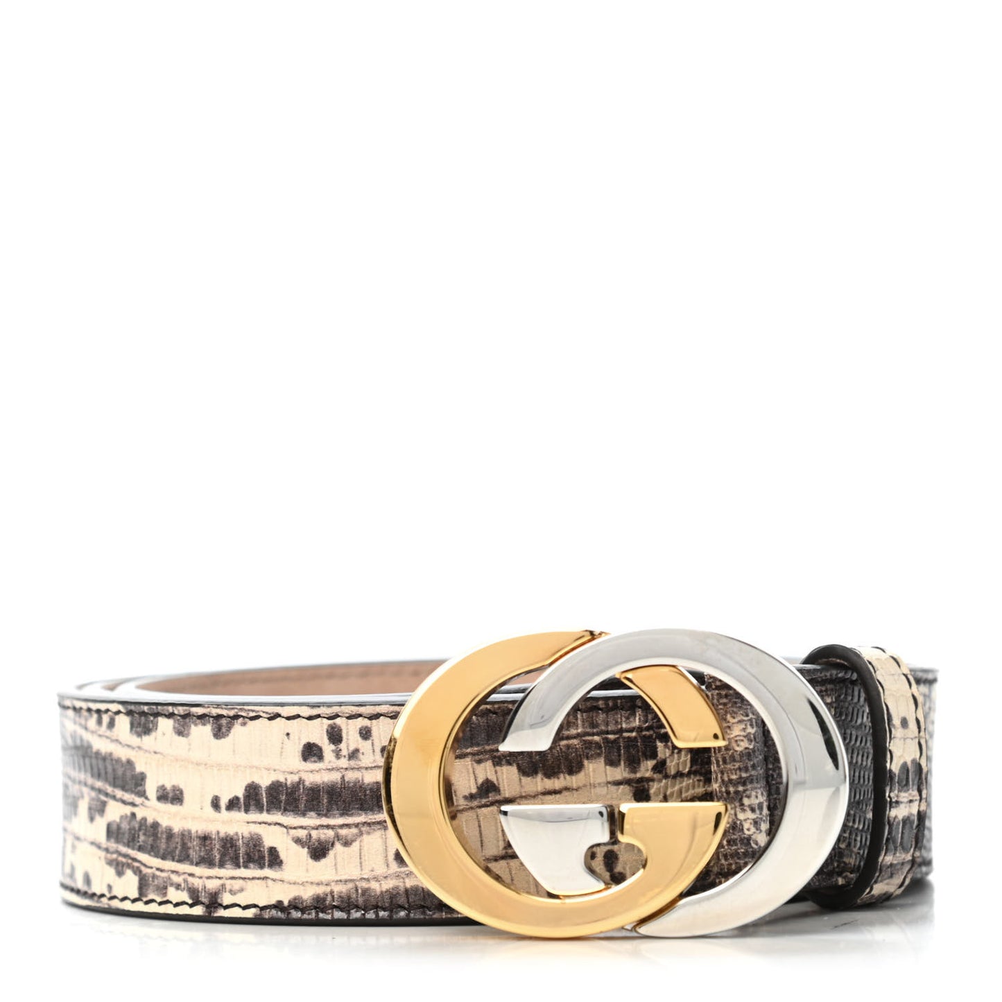 Calfskin Tejus Printed Interlocking G 30mm Belt 95 38 Natural