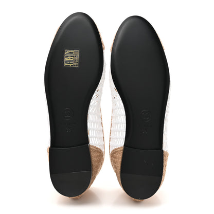 Chanel Raffia Cap Toe Ballerina Flats 36 Beige White 5 of 9