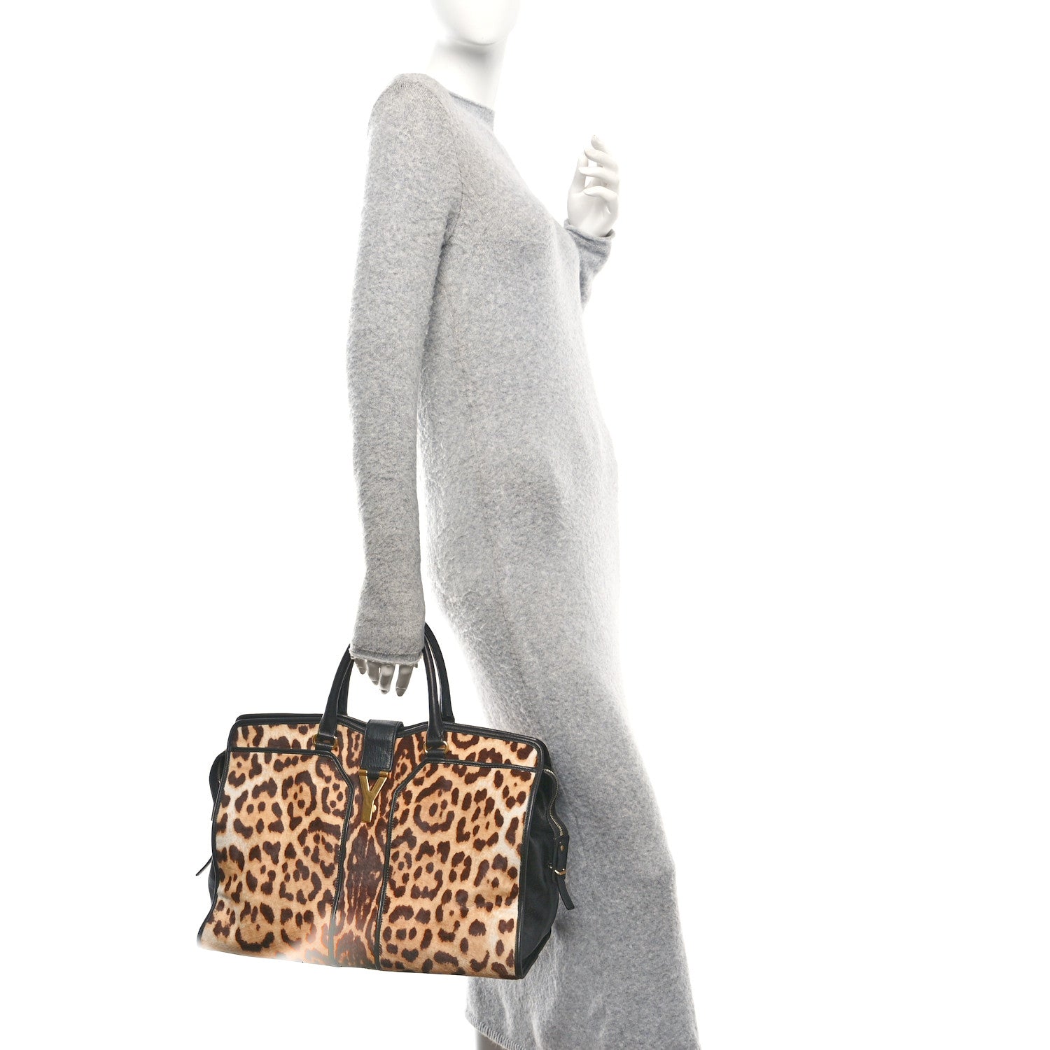 Saint Laurent Pony Hair Leopard Print Large Cabas Chyc Black 2 of 9