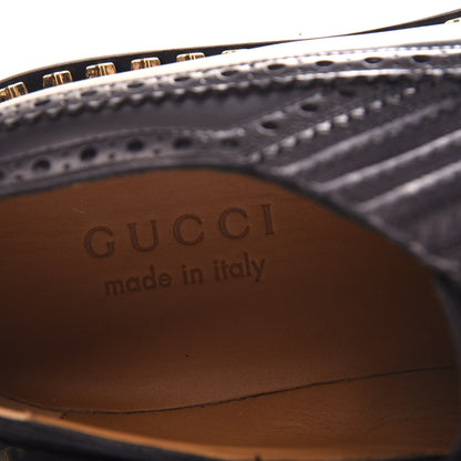 Gucci Calfskin Mens Star Studded Lace Up Oxfords 9 Black 8 of 12