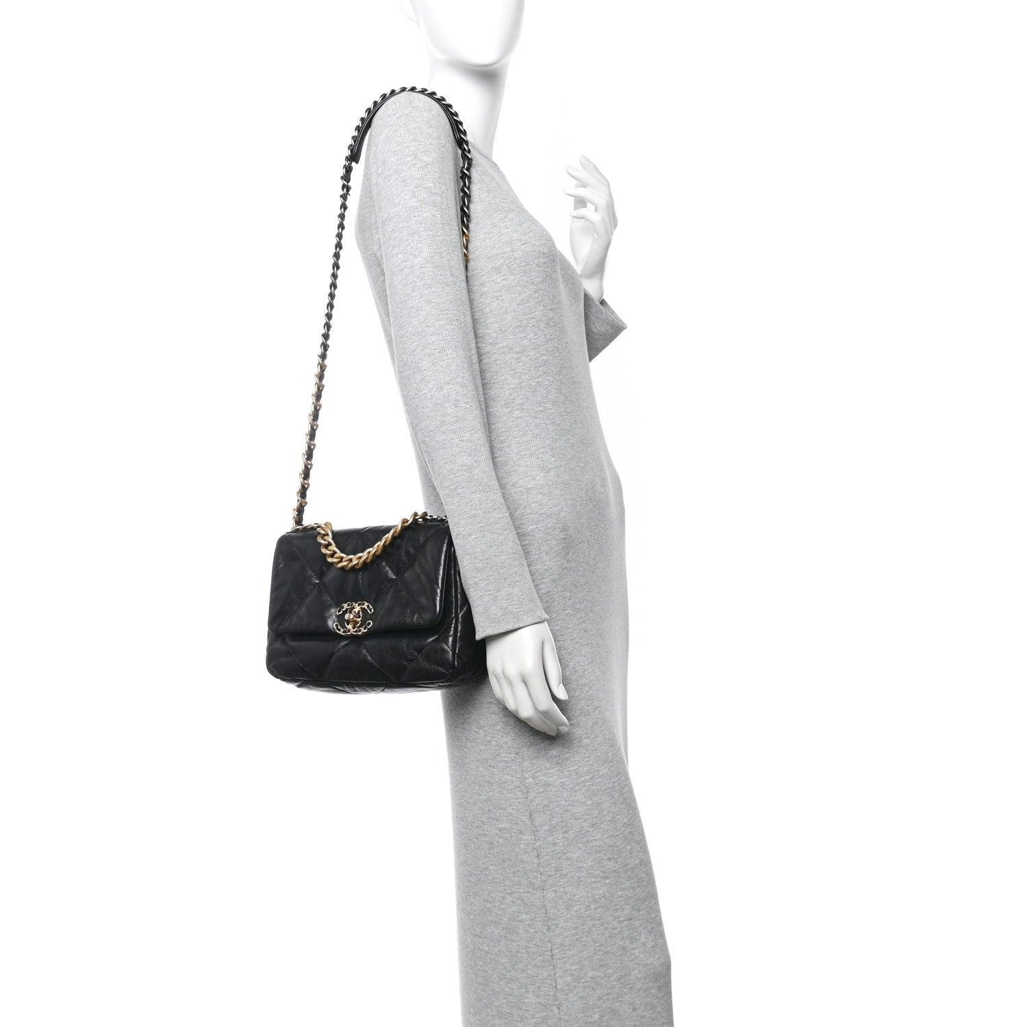 Chanel Goatskin Quilted Medium Chanel 19 Flap Black 2 of 14