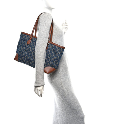 Gucci New Denim GG Monogram Medium Ophidia Shopping Tote Blue Tea Cuir 2 of 10
