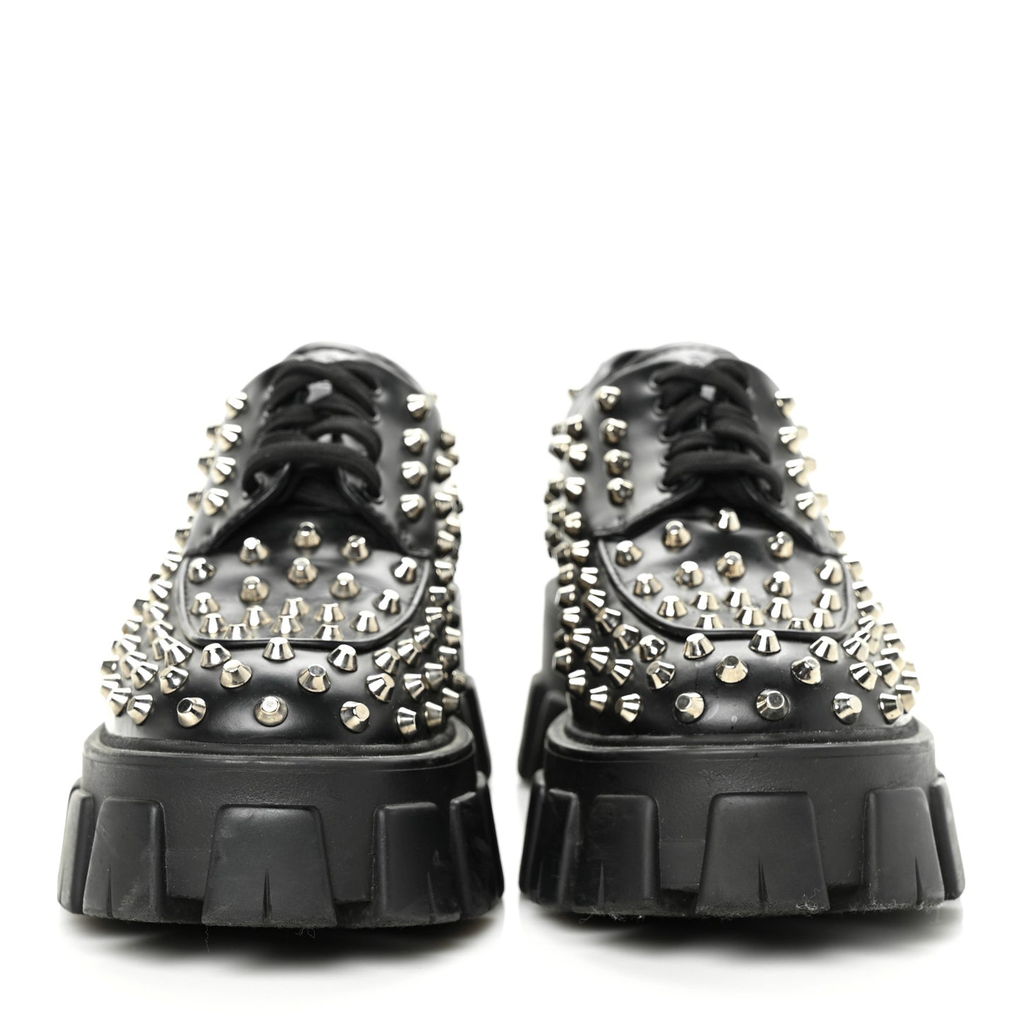 Spazzolato Rois Studded Lace Up Monolith 55mm Derby Loafers 37.5 Black