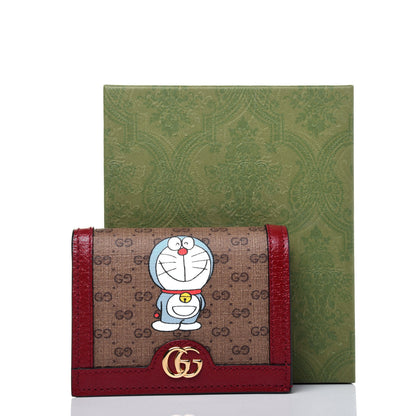 Gucci X DORAEMON Mini Vintage GG Supreme Monogram Card Case Wallet Beige Cherry Red 10 of 10