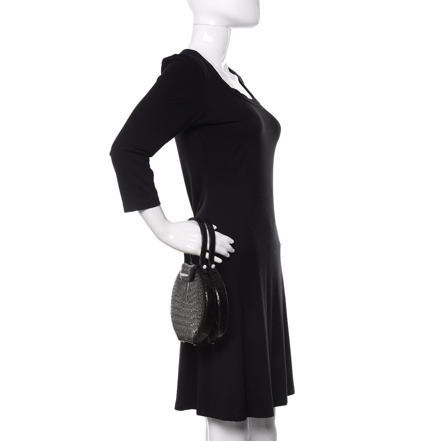 Crocodile Crystal Evening Bag Black
