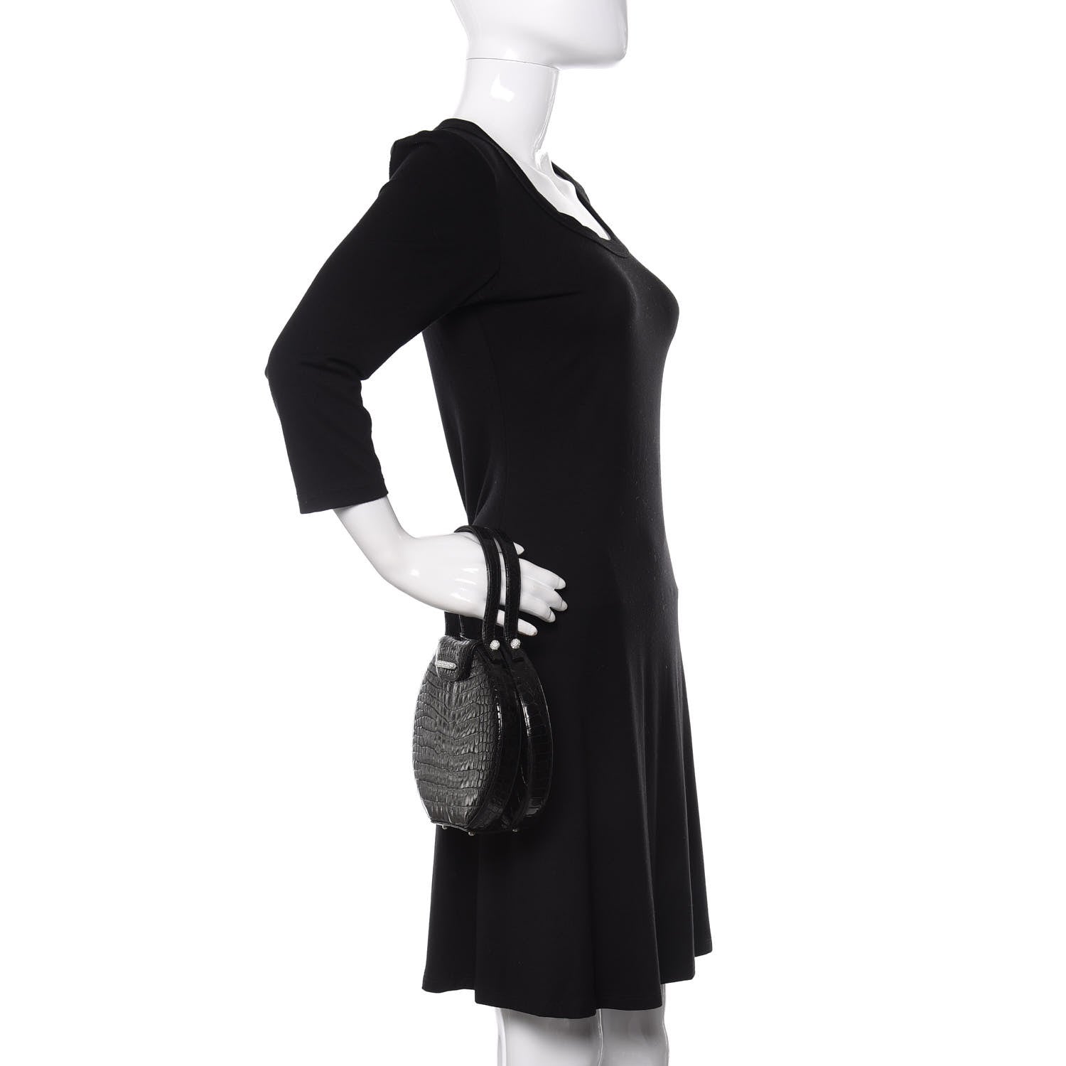 Judith Leiber Crocodile Crystal Evening Bag Black 2 of 10