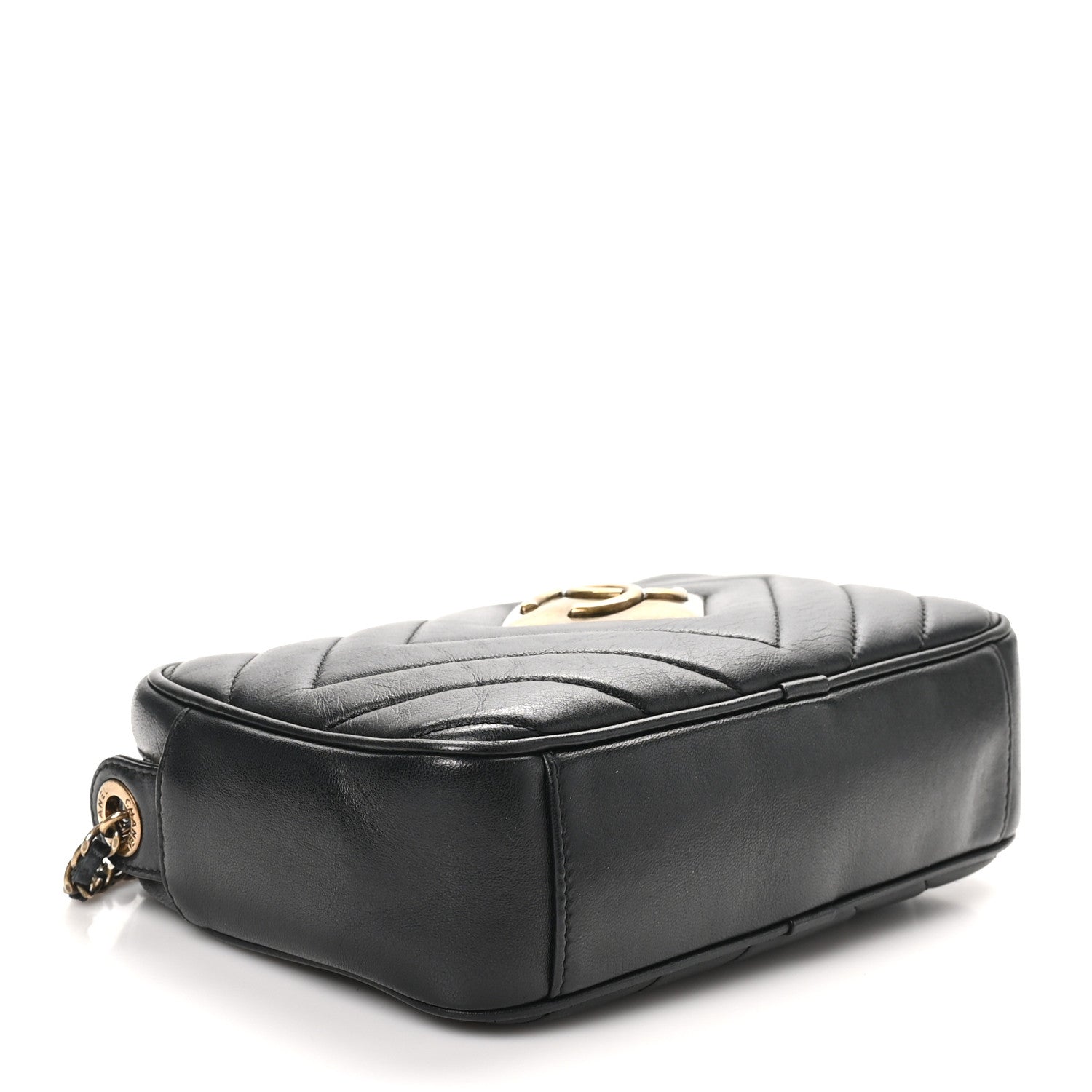 Chanel Lambskin Chevron Quilted Pyramid CC Camera Case Black 4 of 11