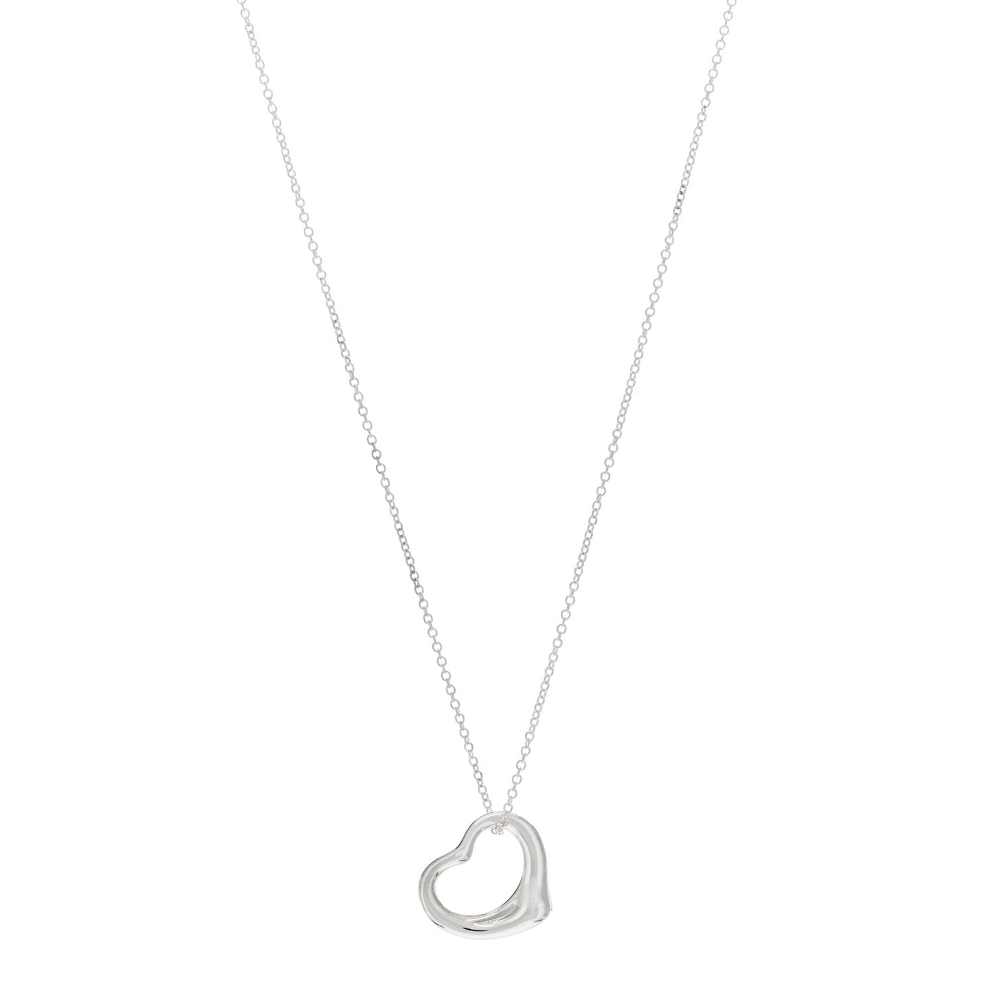 Sterling Silver 16mm Elsa Peretti Open Heart Pendant Necklace
