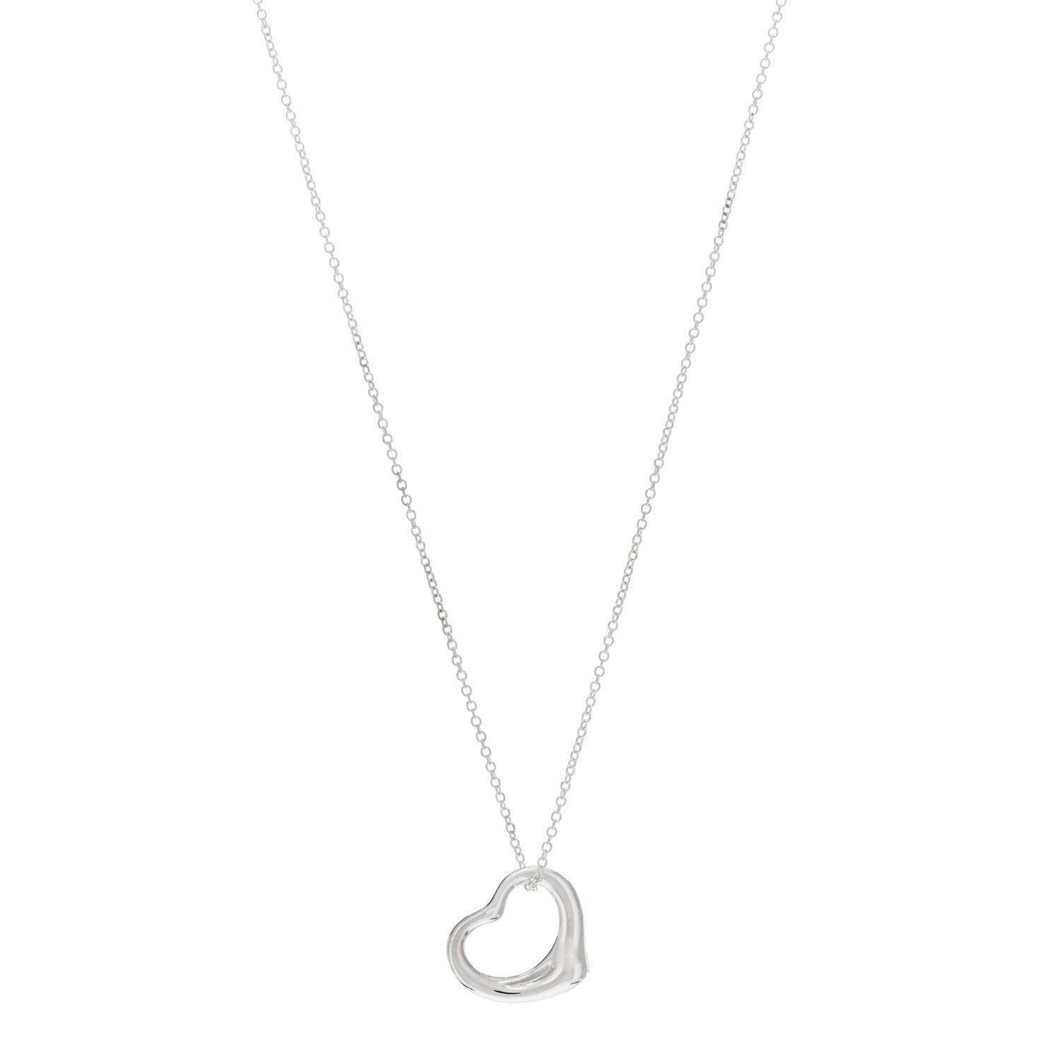Tiffany Sterling Silver 16mm Elsa Peretti Open Heart Pendant Necklace 1 of 3