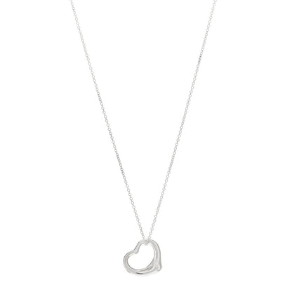 Tiffany Sterling Silver 16mm Elsa Peretti Open Heart Pendant Necklace 1 of 3