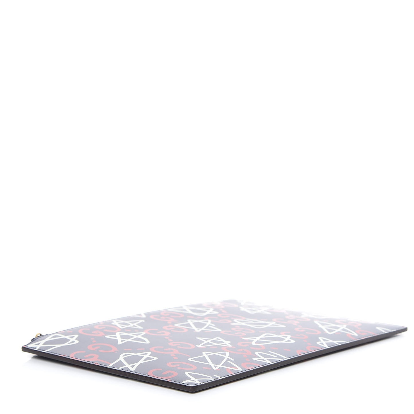 Calfskin GucciGhost Print Pouch Blue Agata Hibiscus Red