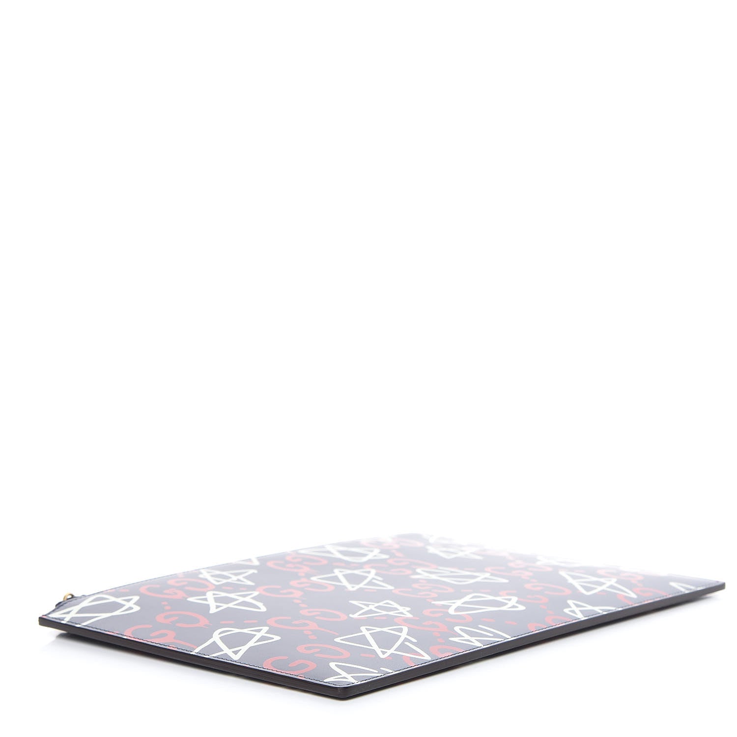 Gucci Calfskin GucciGhost Print Pouch Blue Agata Hibiscus Red 4 of 9