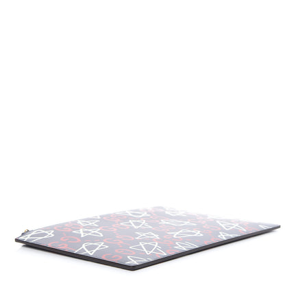Gucci Calfskin GucciGhost Print Pouch Blue Agata Hibiscus Red 4 of 9