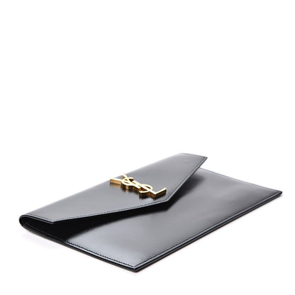 Saint Laurent Smooth Shiny Calfskin Monogram Uptown Pouch Black 3 of 8