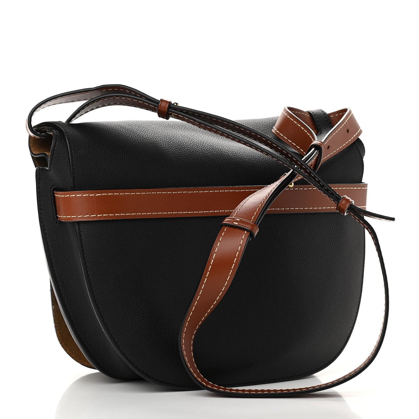 Grained Calfskin Small Gate Crossbody Bag Pecan Black
