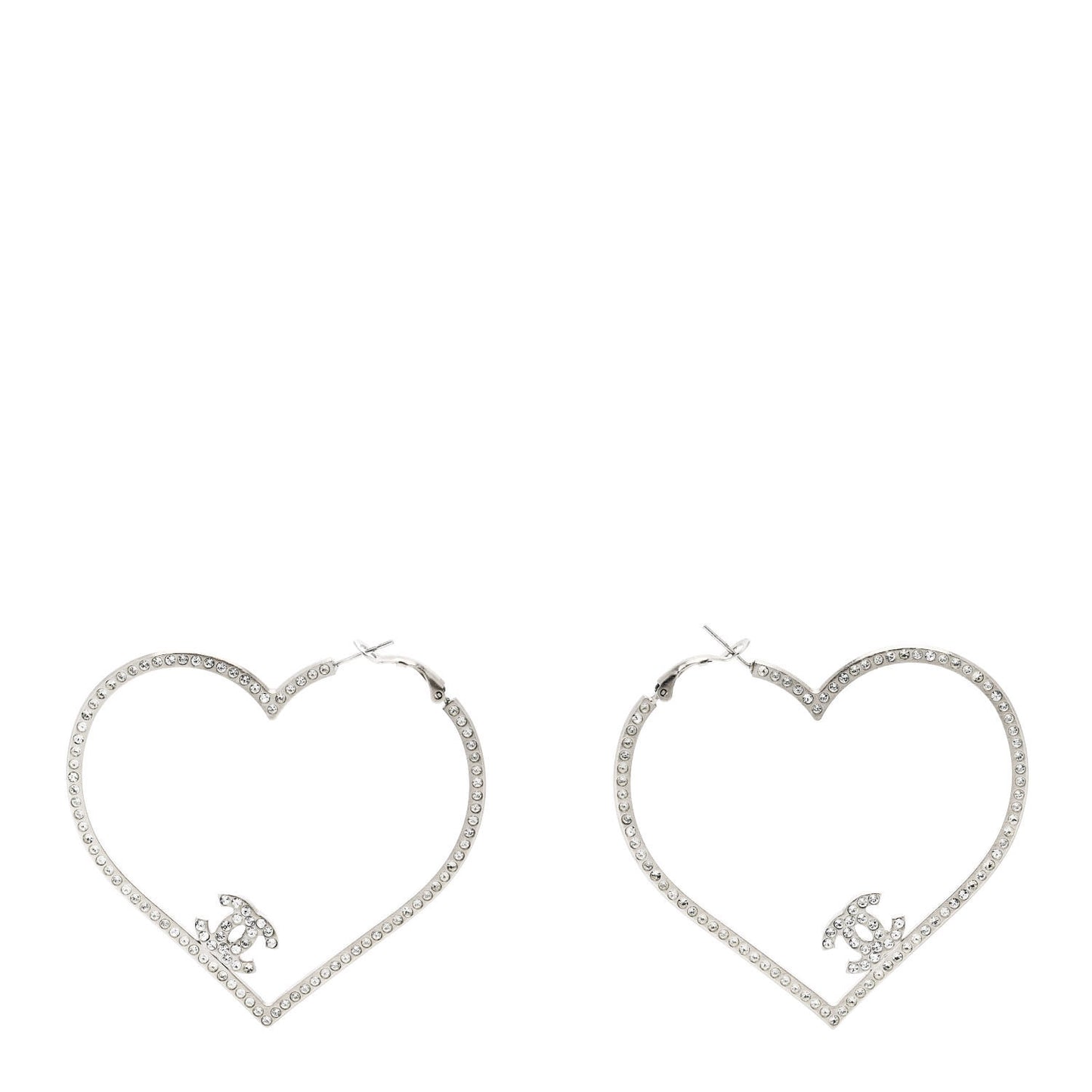 Swarovski Crystal CC Heart Hoop Earrings Silver