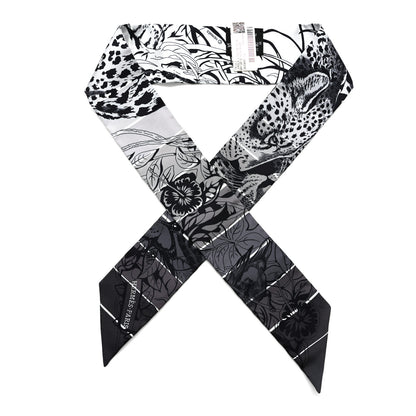 Hermes Silk Jungle Love Rainbow Twilly Gris Black White 1 of 3