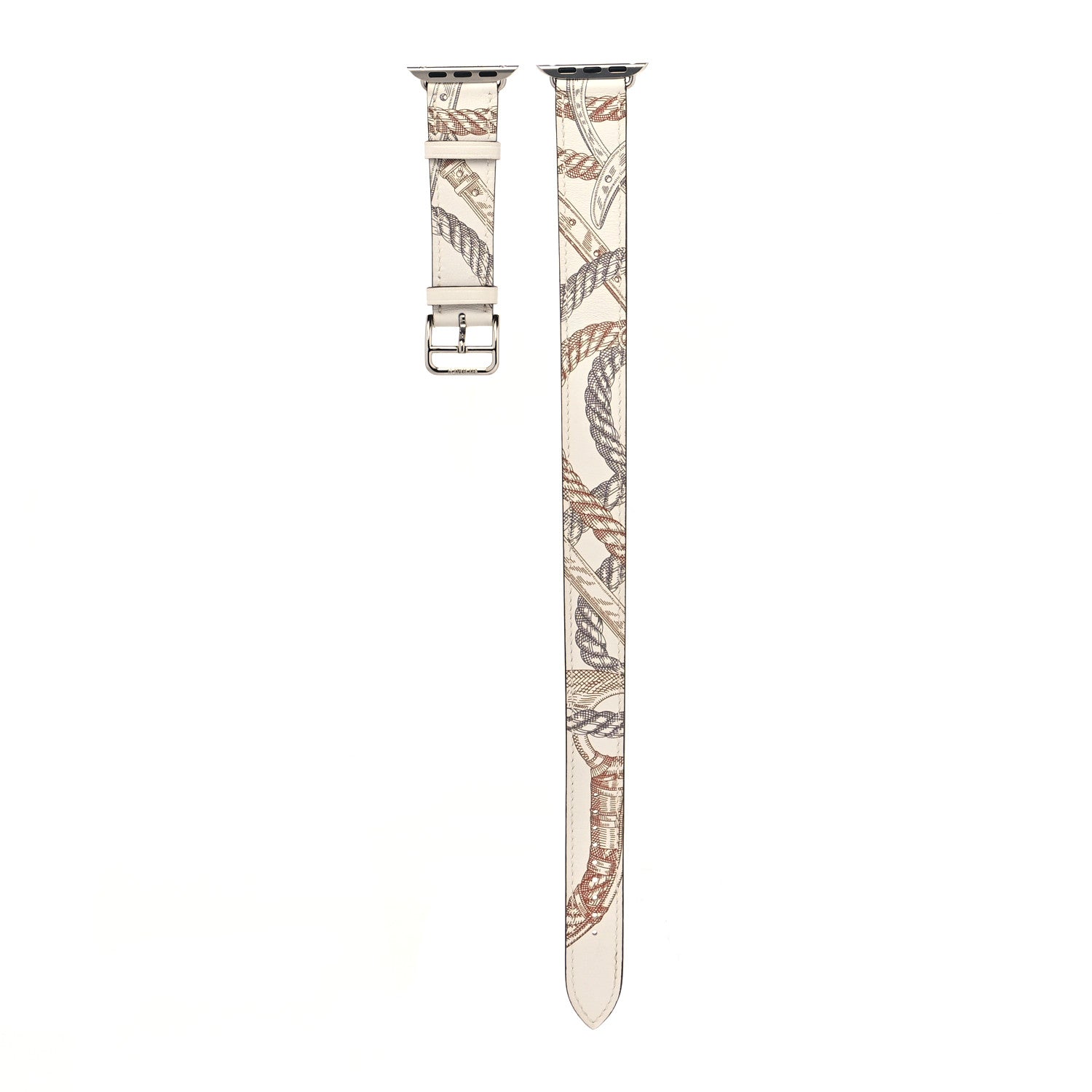 Hermes Swift Della Cavalleria Print 40mm Apple Double Tour Watch Strap White 1 of 4
