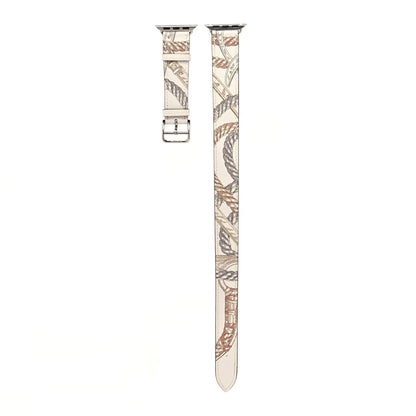 Hermes Swift Della Cavalleria Print 40mm Apple Double Tour Watch Strap White 1 of 4