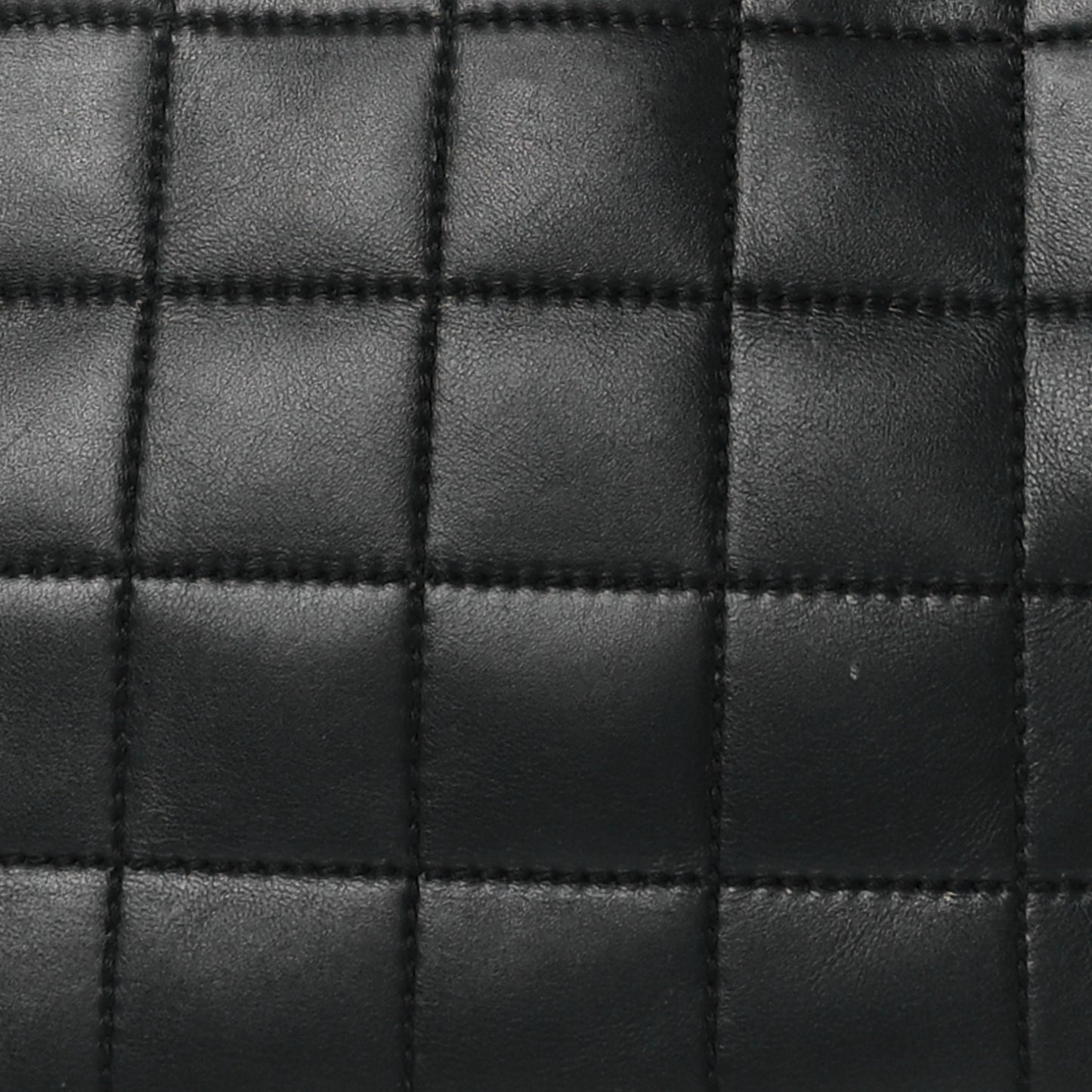 Calfskin Stitched Chocolate Bar Shopping Tote Black