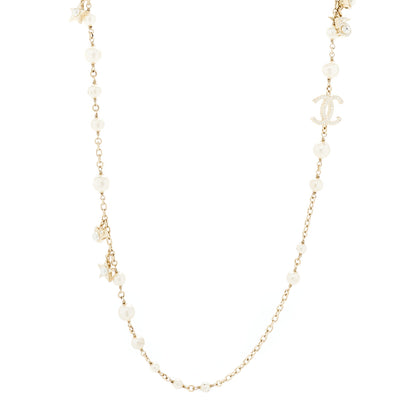 Chanel Crystal Pearl No 5 CC Long Necklace Gold 1 of 4