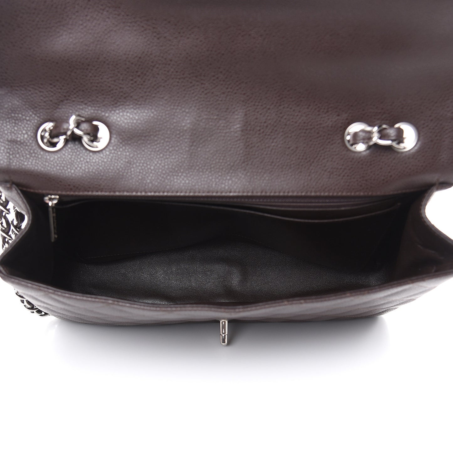 Caviar Quilted Jumbo Single Flap Dark Brown