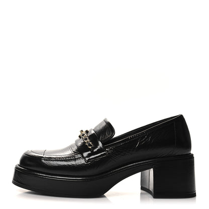 Chanel Shiny Calfskin Logo Loafers 39.5 Black 1 of 9