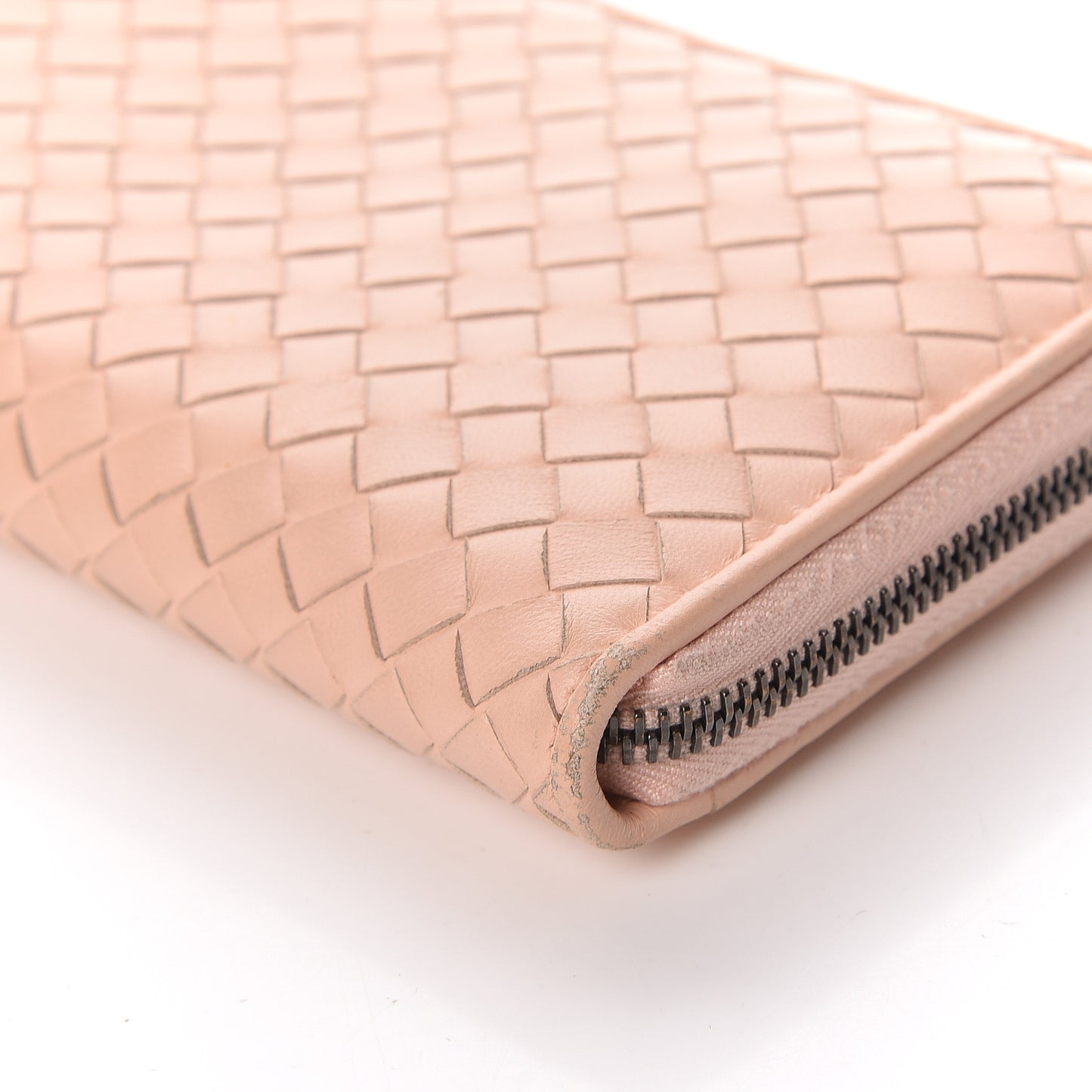 Nappa Intrecciato Zip Around Wallet Flamingo