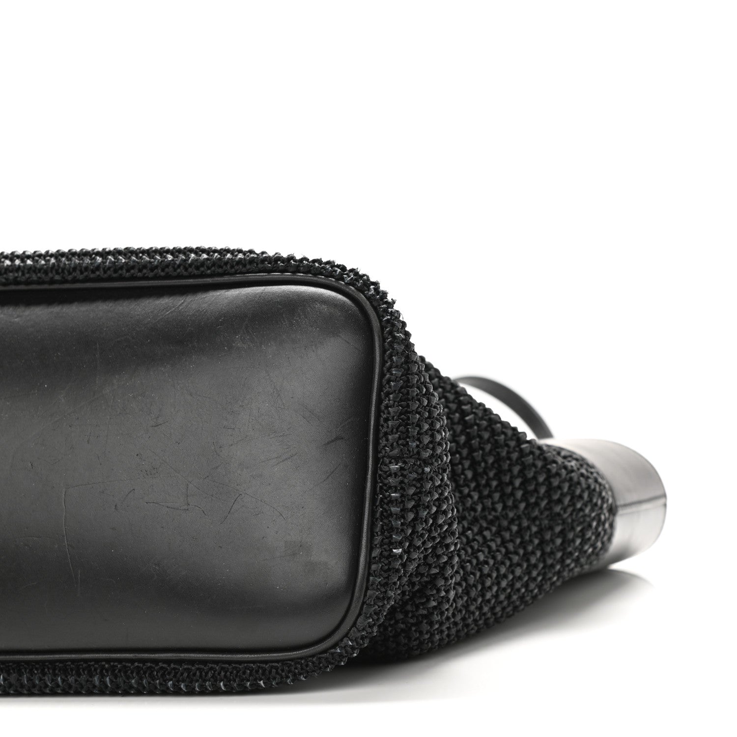 Saint Laurent Calfskin Raffia Medium Shopper Tote Black 10 of 10