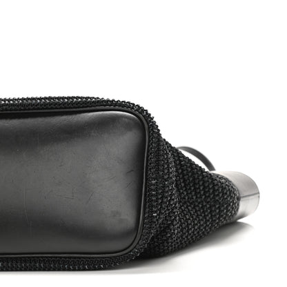 Saint Laurent Calfskin Raffia Medium Shopper Tote Black 10 of 10