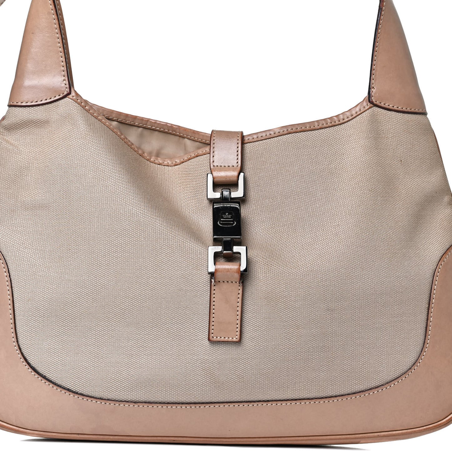 Canvas Calfskin Jackie O Hobo Beige